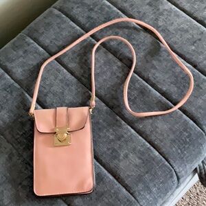 Pink suede pocketbook